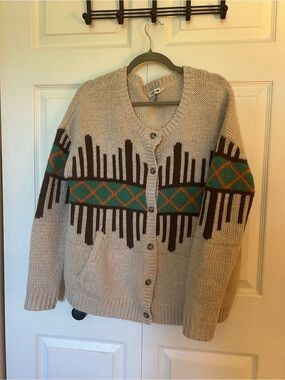 Toad&Co Wool Cardigan Sweater with Geometric Pattern